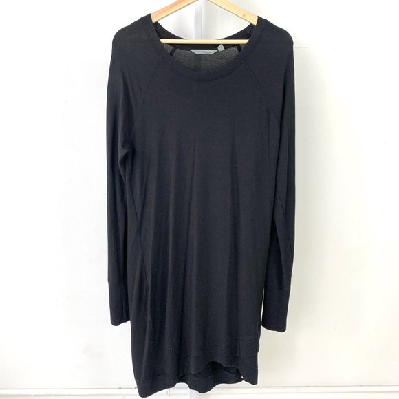 Athleta Dresses & Skirts - Athleta Long Sleeve Criss Cross Dress Thumbholes Modal Knit Black MT Medium Tall